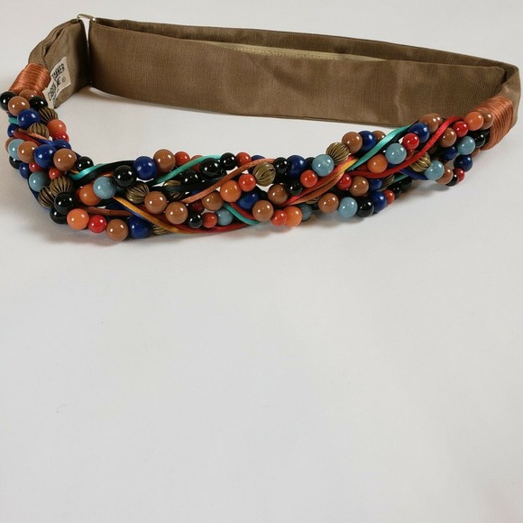 Designer Carolyn Tanner Vintage Beaded Cord Hippie Boho Festival Adjustable Belt main image 6